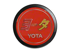 Grillebadgestore Premium Aluminum Grille Badge; Round Katakana Script Yota Red (Universal; Some Adaptation May Be Required)