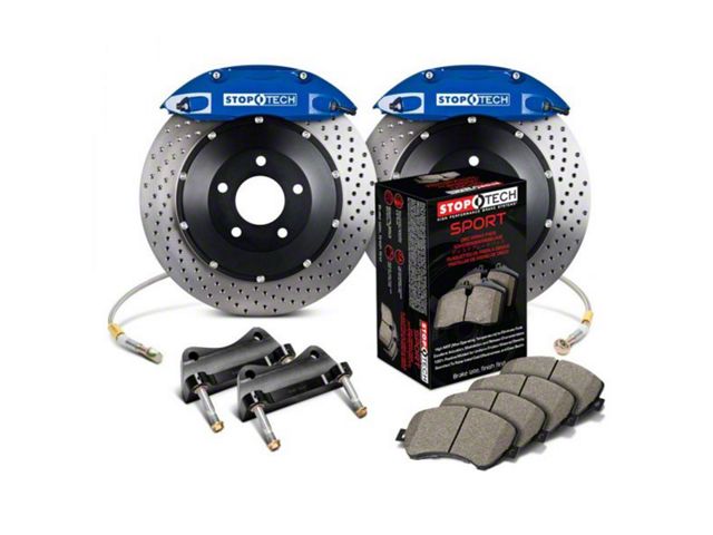 StopTech ST-40 Performance Drilled 2-Piece Front Big Brake Kit with 355x32mm Rotors; Blue Calipers (05-23 6-Lug Tacoma)