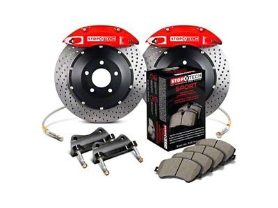 StopTech ST-40 Performance Drilled 2-Piece Front Big Brake Kit with 355x32mm Rotors; Red Calipers (05-23 6-Lug Tacoma)