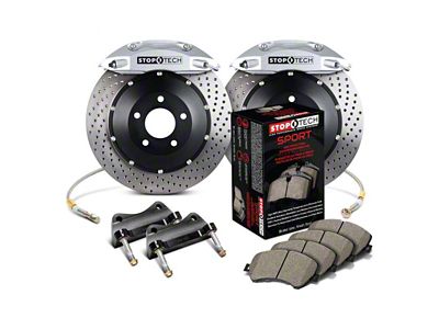 StopTech ST-40 Performance Drilled 2-Piece Front Big Brake Kit with 355x32mm Rotors; Silver Calipers (05-23 6-Lug Tacoma)
