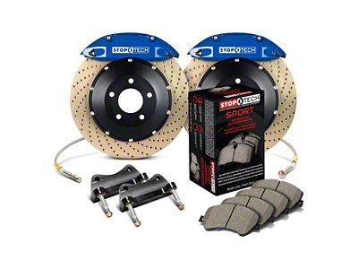 StopTech ST-40 Performance Drilled Coated 2-Piece Front Big Brake Kit with 355x32mm Rotors; Blue Calipers (05-23 6-Lug Tacoma)