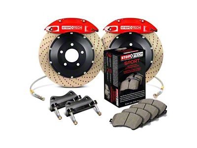 StopTech ST-40 Performance Drilled Coated 2-Piece Front Big Brake Kit with 355x32mm Rotors; Red Calipers (05-23 6-Lug Tacoma)