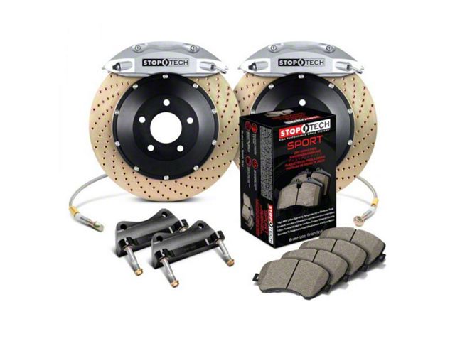 StopTech ST-40 Performance Drilled Coated 2-Piece Front Big Brake Kit with 355x32mm Rotors; Silver Calipers (05-23 6-Lug Tacoma)