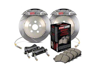 StopTech ST-40 Trophy Sport Slotted 2-Piece Front Big Brake Kit with 355x32mm Rotors; Silver Calipers (05-23 6-Lug Tacoma)