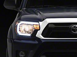 LED Bar Factory Style Headlights with Amber Reflectors; Chrome Housing; Clear Lens (12-15 Tacoma)