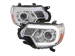 LED C-Bar Projector Headlights; Chrome Housing; Clear Lens (12-15 Tacoma)