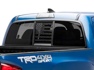 SpeedForm Middle Window Distressed American Flag Decal; Matte Black (05-23 Tacoma)