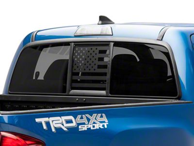 SEC10 Middle Window American Flag Decal; Matte Black (05-24 Tacoma)