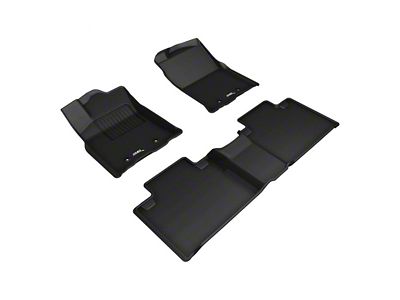 3D MAXpider KAGU Series All-Weather Custom Fit Front and Rear Floor Liners; Black (18-23 Tacoma Access Cab w/o 2nd Row Seats)