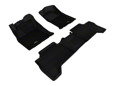 3D MAXpider KAGU Series All-Weather Custom Fit Front and Rear Floor Liners; Black (05-11 Tacoma Double Cab)