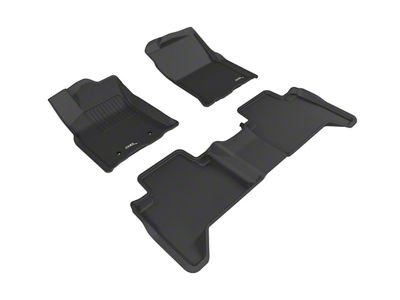 3D MAXpider KAGU Series All-Weather Custom Fit Front and Rear Floor Liners; Black (16-17 Tacoma Double Cab)