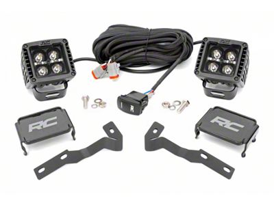 Rough Country Black Series Amber DRL LED Ditch Light Kit; Spot Beam (16-23 Tacoma)