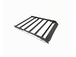 Prinsu Roof Rack with 40-Inch LED Light Bar Cutout Wind Deflector; Black (05-23 Tacoma Double Cab)