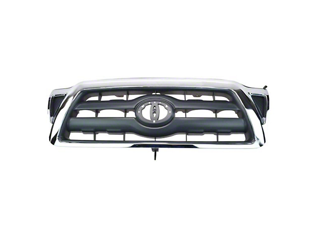 Upper Replacement Grille; Chrome/Black (05-10 Tacoma)