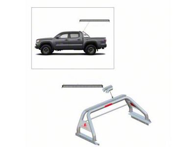 Classic Roll Bar with 40-Inch LED Light Bar for Tonneau Cover; Stainless Steel (05-23 Tacoma)