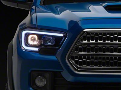 Switchback Sequential LED Bar Projector Headlights; Gloss Black Housing; Smoked Lens (16-23 Tacoma w/ Factory Halogen Headlights w/o LED DRL)