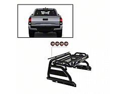 Atlas Roll Bar for Tonneau Cover with 5.30-Inch Red Round Flood LED Lights; Black (05-23 Tacoma)