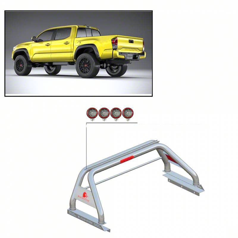 Classic Roll Bar for Tonneau Cover with 5.30Inch Red Round LED