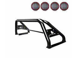 Classic Roll Bar with 5.30-Inch Red Round LED Lights; Black (15-23 Tacoma)