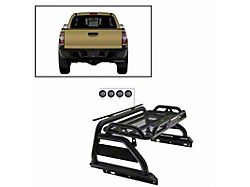 Atlas Roll Bar for Tonneau Cover with 5.30-Inch Black Round Flood LED Lights; Black (05-23 Tacoma)