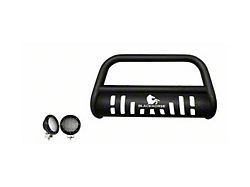 Bull Bar with Skid Plate and 5.30-Inch Black Round Flood LED Lights; Textured Black (05-15 Tacoma)