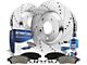 Drilled and Slotted 5-Lug Brake Rotor, Pad, Brake Fluid and Cleaner Kit; Front (05-15 Tacoma)