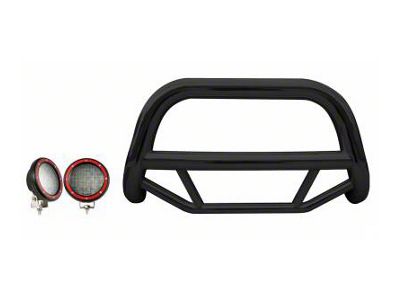 Max Bull Bar with 5.30-Inch Red Round Flood LED Lights; Black (05-15 Tacoma)