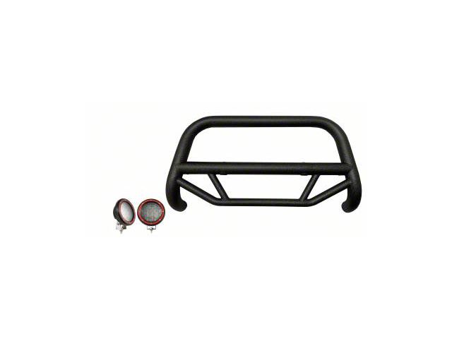 Max T Bull Bar with 5.30-Inch Red Round Flood LED Lights; Textured Black (05-23 Tacoma)