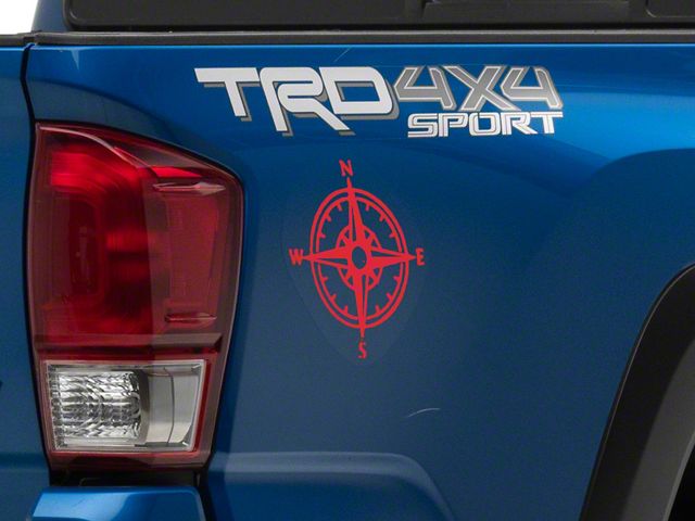 SEC10 Small Compass Decals; Red (05-23 Tacoma)