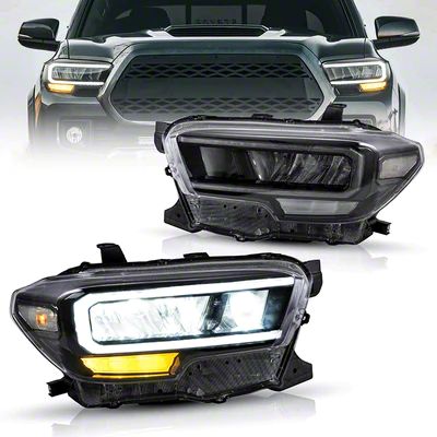 Tacoma Full LED Headlights with Clear Reflectors; Black Housing; Clear ...