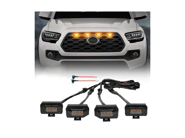 Raptor Style Grille Lights; Yellow (20-23 Tacoma TRD Off-Road, TRD Sport)