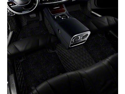 Double Layer Diamond Front and Rear Floor Mats; Base Layer Black and Top Layer Black (05-15 Tacoma Double Cab)