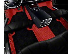 Double Layer Diamond Front and Rear Floor Mats; Base Layer Red and Top Layer Black (16-23 Tacoma Access Cab)