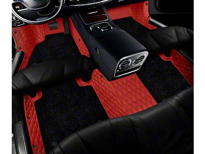 Double Layer Diamond Front and Rear Floor Mats; Base Layer Red and Top Layer Black (16-23 Tacoma Access Cab)