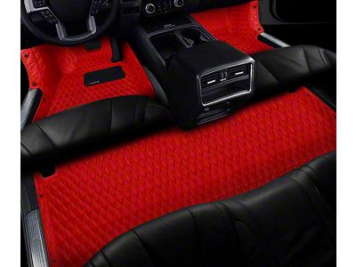 Single Layer Diamond Front Floor Mats; Full Red (05-14 Tacoma Regular Cab w/ Bench Seat)