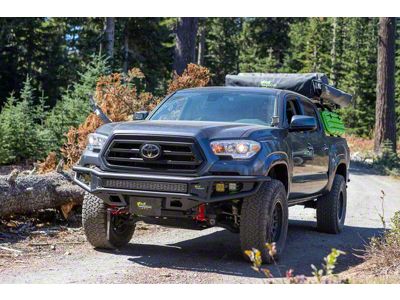 Ironman 4x4 Raid Series Front Bumper and Rear Bumper Armor Package with Two Spot Beam Clear, Two Spot Beam Amber, Two Flood Beam and Two Flood Beam Red LED Cube Lights (16-23 Tacoma)