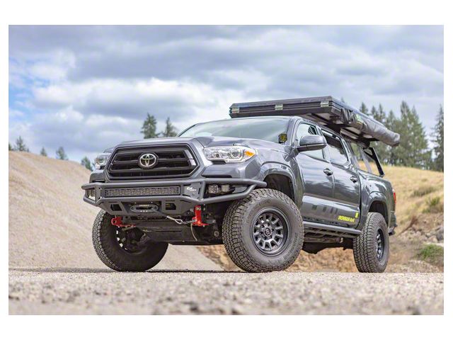 Ironman 4x4 Raid Series Front Bumper with 32-Inch Bright Saber LED Light Bar, Two Spot Beam Clear and Two Spot Beam Amber LED Cube Lights (16-23 Tacoma)
