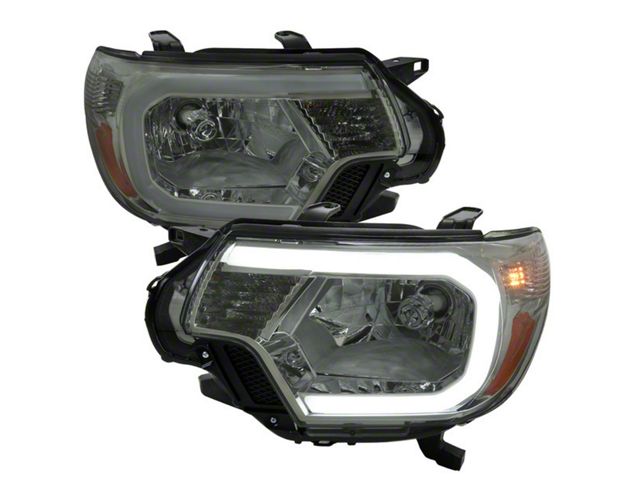 LED Bar Factory Style Headlights; Chrome Housing; Light Smoked Lens (12-15 Tacoma)