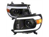 LED Bar Projector Headlights; Matte Black Housing; Clear Lens (05-11 Tacoma)