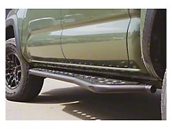 Cali Raised LED Step Edition Bolt On Rock Sliders with Kickout and Raw Filler Plate; Bed Liner Coating (05-23 Tacoma Double Cab w/ 6-Foot Bed)