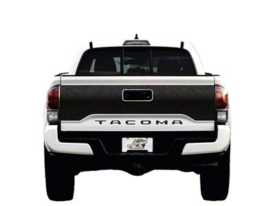Topographic Map Tailgate Graphic; Black with Sky Blue Outline (16-23 Tacoma)