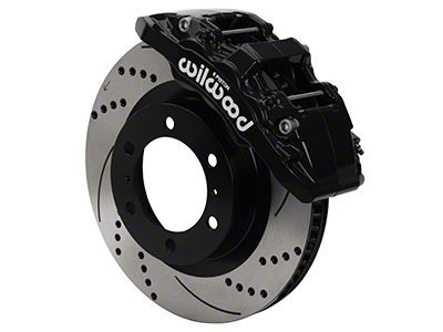 Wilwood AERO6-DM Front Big Brake Kit with 13.38-Inch Drilled and Slotted Rotors; Black Calipers (16-23 Tacoma)