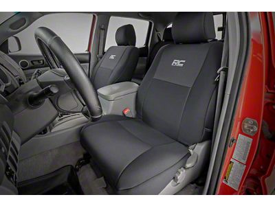 Rough Country Neoprene Front and Rear Seat Covers; Black (05-15 Tacoma Double Cab w/o Passenger Folding Seat)