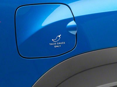 SEC10 TACO Sauce Only Fuel Door Decal; White (05-24 Tacoma)
