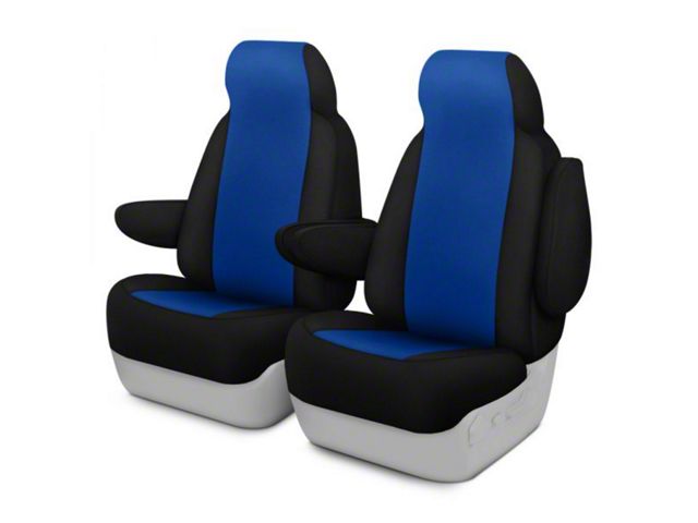 Genuine Neoprene Custom 1st Row Bucket Seat Covers; Blue/Black (16-23 Tacoma)