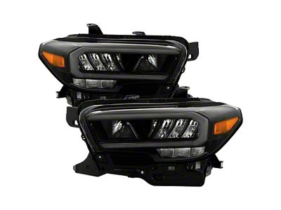 Full LED DRL Headlights; Black Housing; Clear Lens (16-23 Tacoma w/ Factory Halogen DRL)