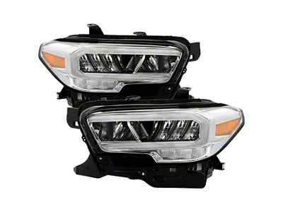Full LED DRL Headlights; Chrome Housing; Clear Lens (16-23 Tacoma w/ Factory Halogen DRL)