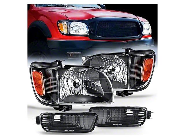 Nilight OE Style Headlights with Amber Corners; Black Housing; Clear Lens (12-15 Tacoma)