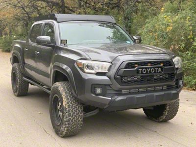 Cali Raised LED Premium Roof Rack with 43-Inch Dual Function LED Light Bar with Small Switch (05-23 Tacoma Double Cab)