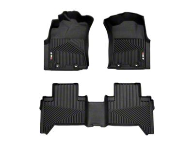 OMAC All Weather Molded Texan Front and Rear Floor Liners; Black (05-15 Tacoma Double Cab)